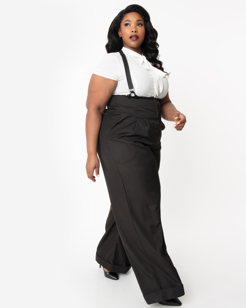 Black high waisted hotsell pants with suspenders